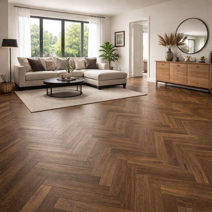 Stabparkett Markant/Rustikal Havanna geölt 140 mm breit 2-Schichtparkett