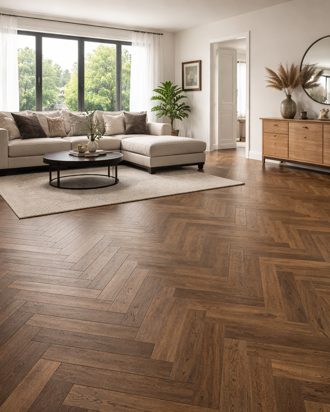 Stabparkett Markant/Rustikal Havanna geölt 140 mm breit 2-Schichtparkett