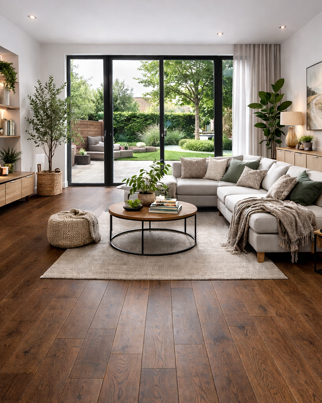 Landhausdiele Elegant leicht gebürstet Savanna geölt 100 mm breit  - 2-Schichtparkett