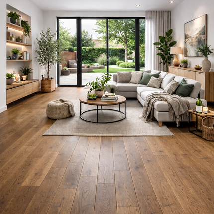 Landhausdiele Natur leicht gebürstet Savanna geölt 100 mm breit  - 2-Schichtparkett