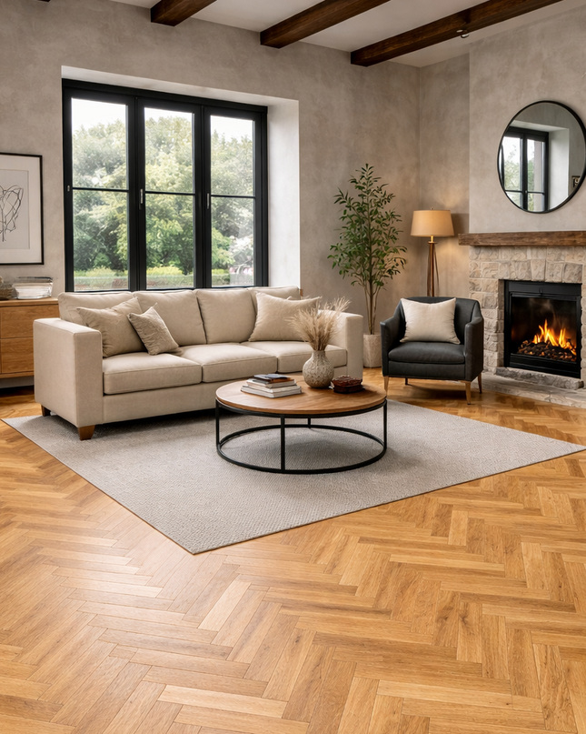 Stabparkett Rustikal Pure geölt 137 mm breit  3-Schichtparkett