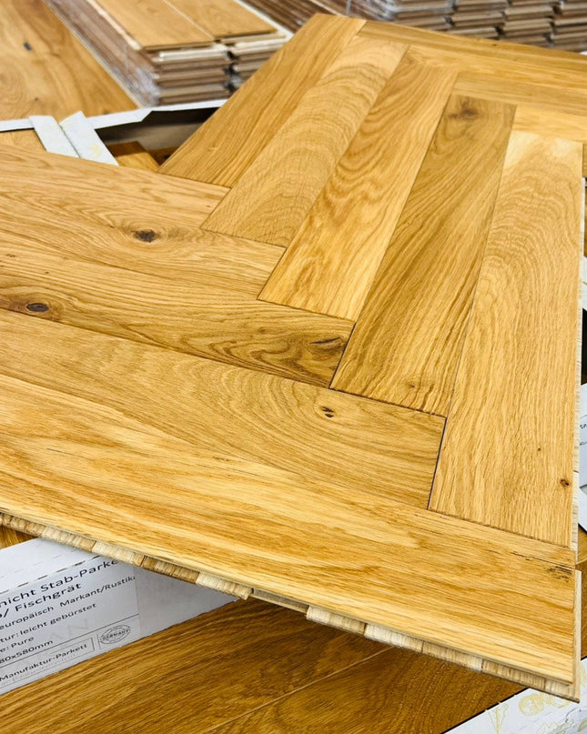 Stabparkett Markant/Rustikal Pure geölt 80 mm breit 3-Schichtparkett