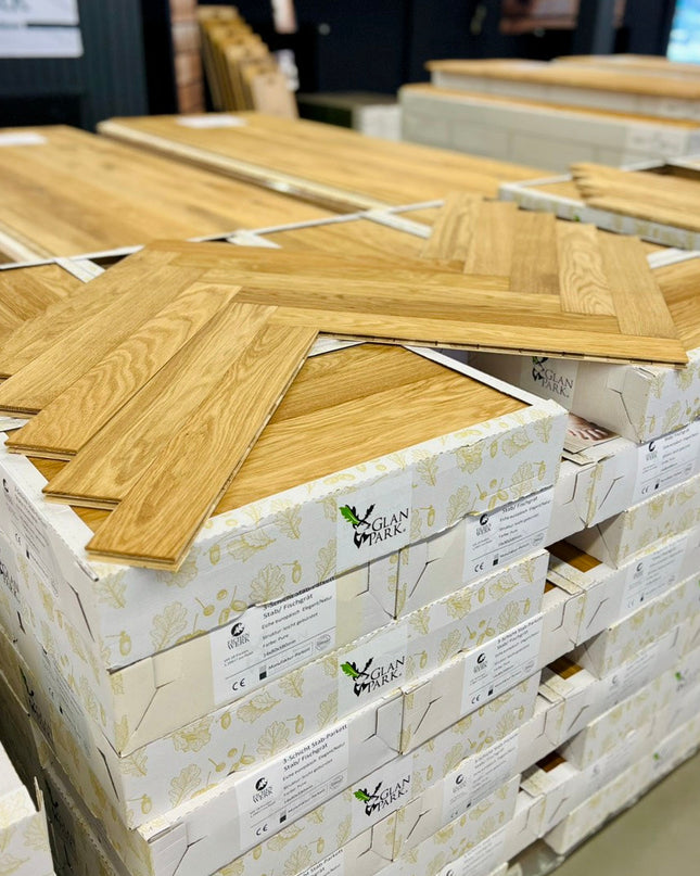 Stabparkett Elegant/Natur Pure geölt 80mm breit 3-Schichtparkett