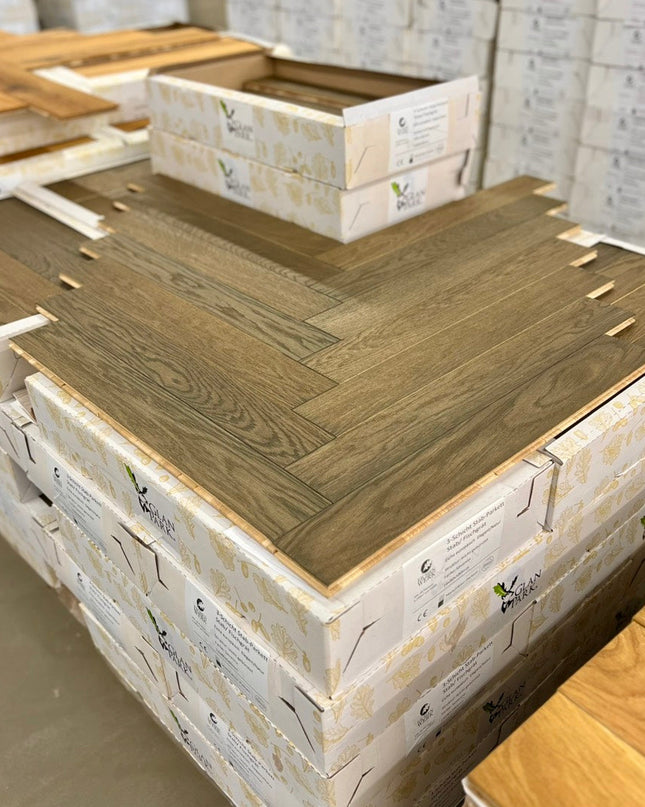 Stabparkett Elegant/Natur Savanna geölt 80 mm breit  3-Schichtparkett