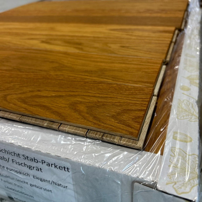 Stabparkett Elegant/Natur Pine geölt 80 mm breit  3-Schichtparkett