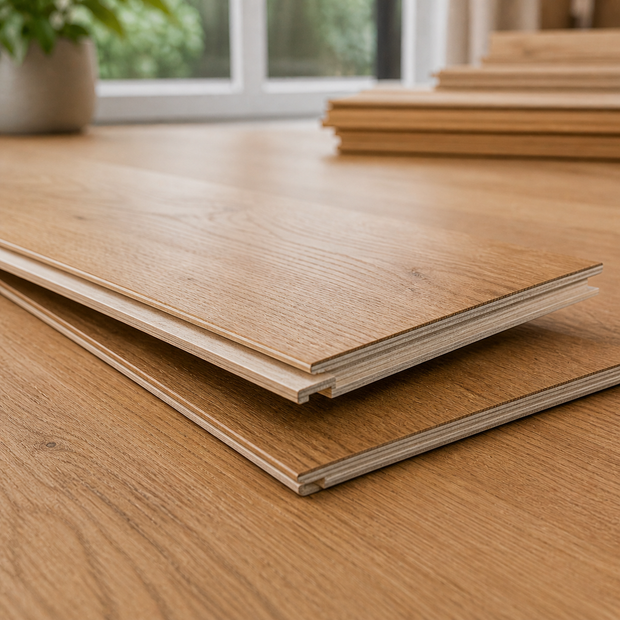 Klickparkett Eiche mit Klicksystem Detail, mehrschichtige Landhausdielen, einfache Verlegung, Lagerverkauf Parkett.