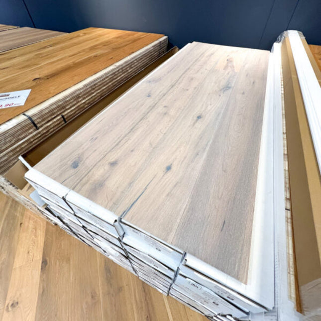 Landhausdiele Rustikal white geölt 190 mm breit-3-Schichtparkett