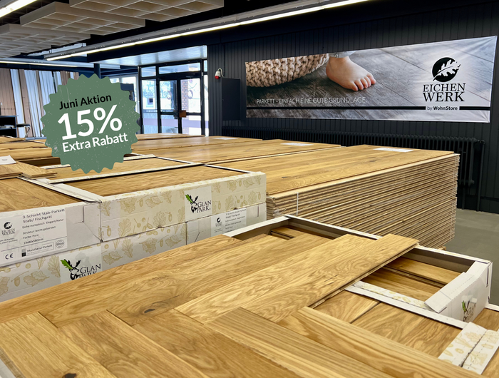 <h2>Parkett direkt mitnehmen.</h2><h2>Jetzt 15 % sparen. Nur im Juni!</h2>