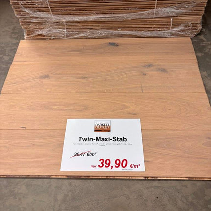 Stabparkett Eiche Markant/Rustikal Smoke geölt 180 mm breit 2-Schicht Maxi-Stab