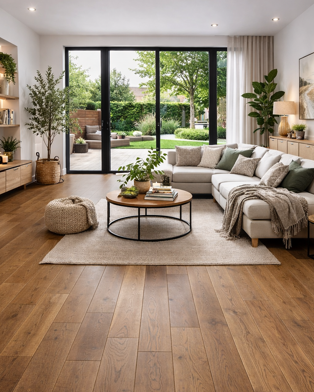 Ein Wohnzimmer in einem Landhaus stil