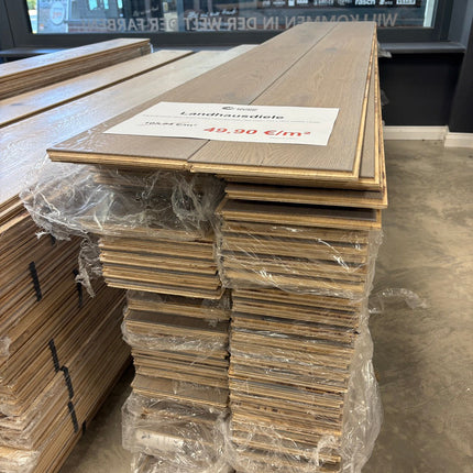 Landhausdiele Rustikal Gris beige geölt 180 mm breit  - 2-Schichtparkett