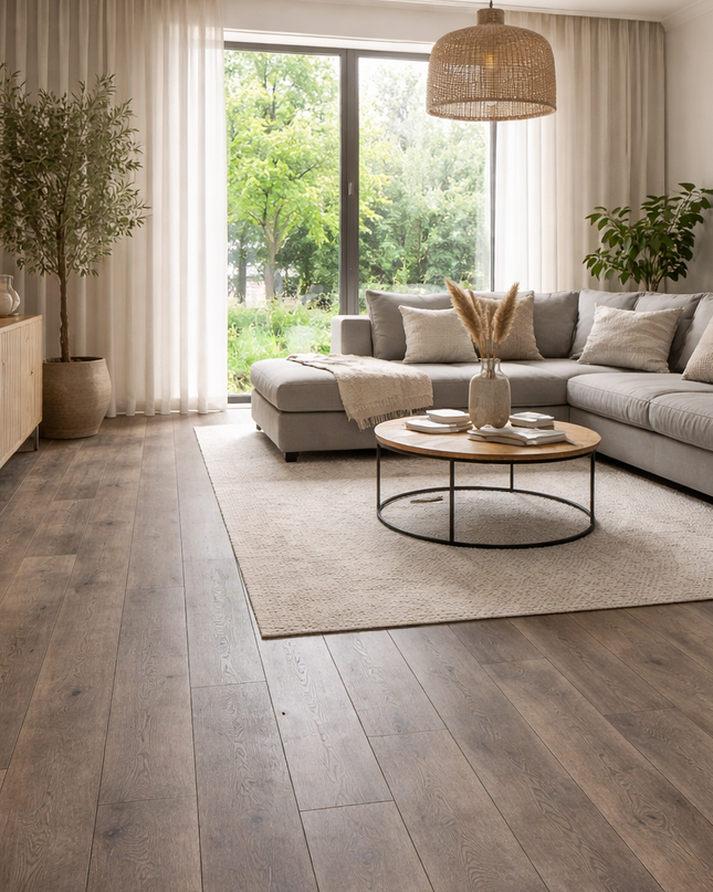 Modernes Wohnzimmer mit einem Eichen Parkettboden 