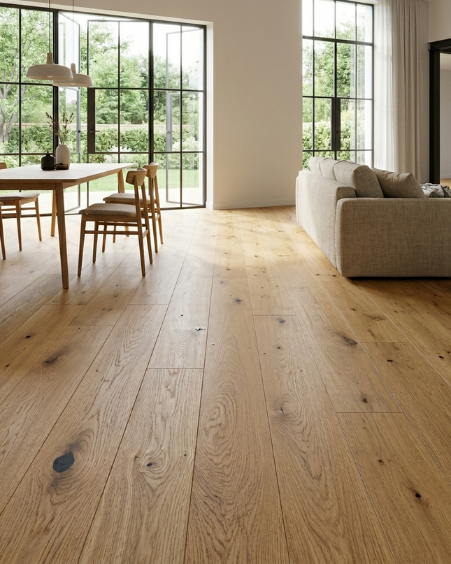 Landhausdiele Rustikal leicht gebürstet Pure geölt 180 mm breit - 2-Schichtparkett