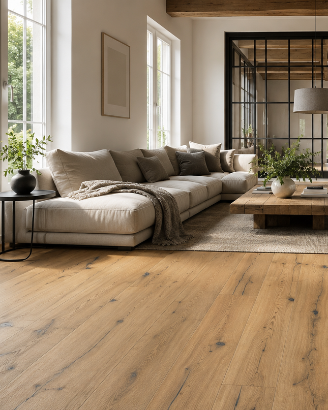 Landhausdiele Rustikal Mist 5% geölt 245 mm breit  - 3-Schichtparkett