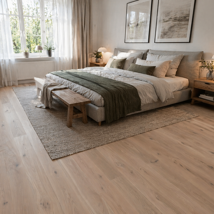 Landhausdiele Eiche Rustikal Vanilla geölt 220 mm breit- 2-Schichtparkett