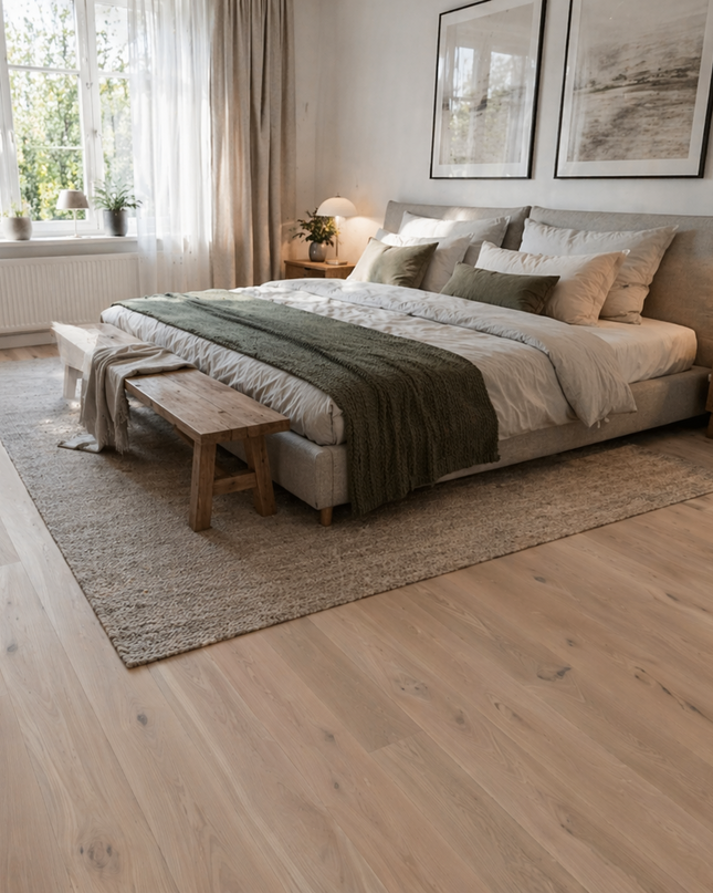 Landhausdiele Eiche Rustikal Vanilla geölt 220 mm breit- 2-Schichtparkett